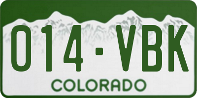CO license plate 014VBK