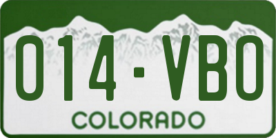CO license plate 014VBO