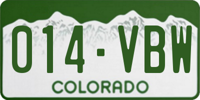 CO license plate 014VBW