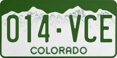 CO license plate 014VCE