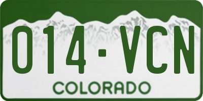 CO license plate 014VCN