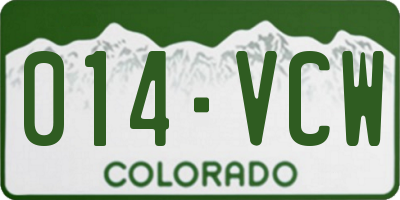 CO license plate 014VCW