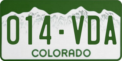 CO license plate 014VDA