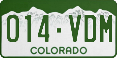 CO license plate 014VDM