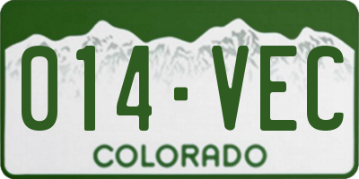 CO license plate 014VEC