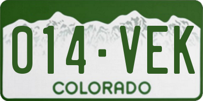 CO license plate 014VEK