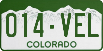 CO license plate 014VEL