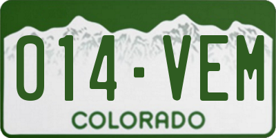 CO license plate 014VEM