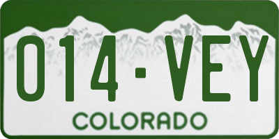CO license plate 014VEY