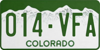 CO license plate 014VFA