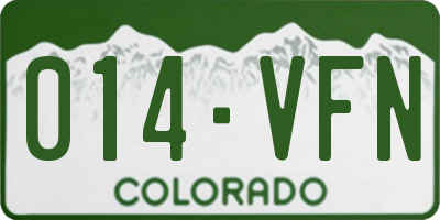 CO license plate 014VFN