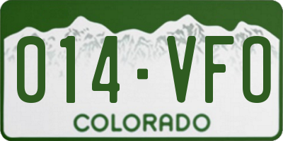 CO license plate 014VFO