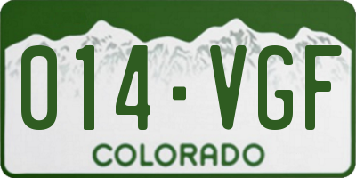 CO license plate 014VGF