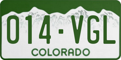 CO license plate 014VGL