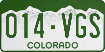 CO license plate 014VGS