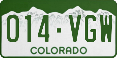 CO license plate 014VGW