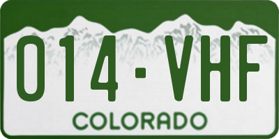 CO license plate 014VHF