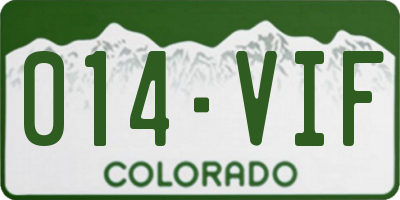 CO license plate 014VIF