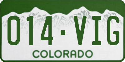 CO license plate 014VIG