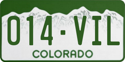 CO license plate 014VIL