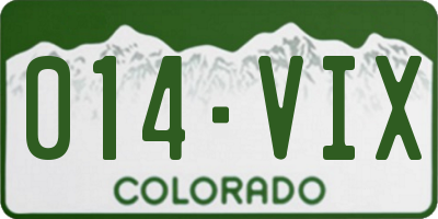 CO license plate 014VIX
