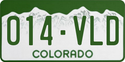 CO license plate 014VLD