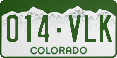 CO license plate 014VLK
