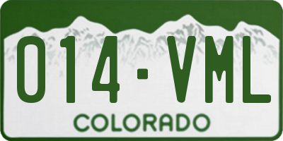 CO license plate 014VML
