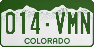 CO license plate 014VMN