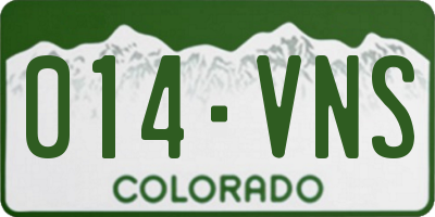 CO license plate 014VNS