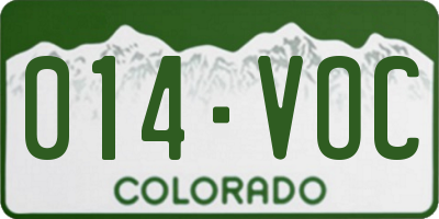 CO license plate 014VOC