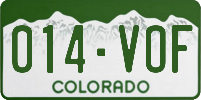 CO license plate 014VOF