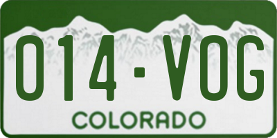 CO license plate 014VOG