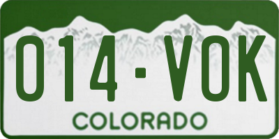 CO license plate 014VOK