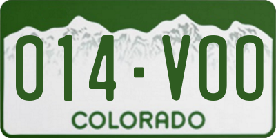 CO license plate 014VOO