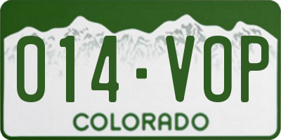 CO license plate 014VOP