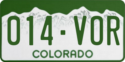 CO license plate 014VOR