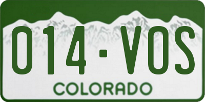 CO license plate 014VOS