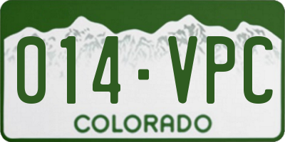 CO license plate 014VPC