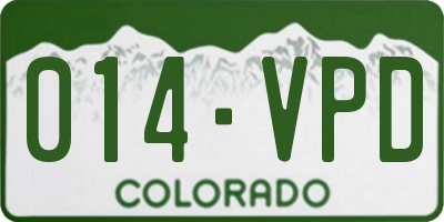 CO license plate 014VPD