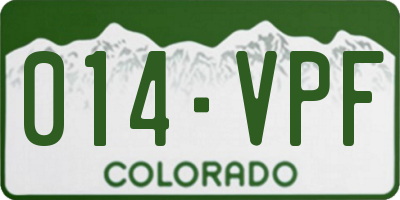 CO license plate 014VPF
