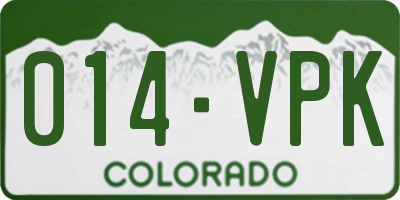 CO license plate 014VPK