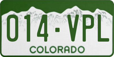 CO license plate 014VPL