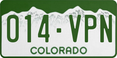 CO license plate 014VPN