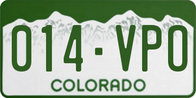 CO license plate 014VPO