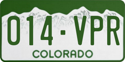 CO license plate 014VPR