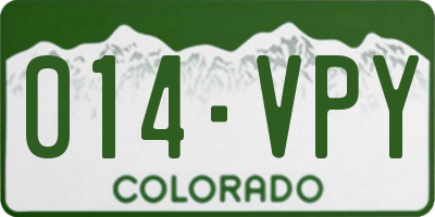 CO license plate 014VPY