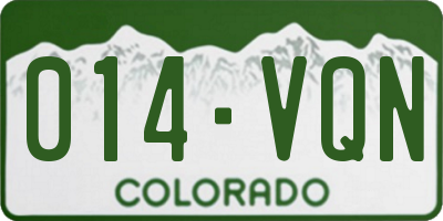 CO license plate 014VQN