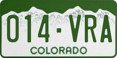CO license plate 014VRA