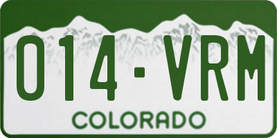 CO license plate 014VRM